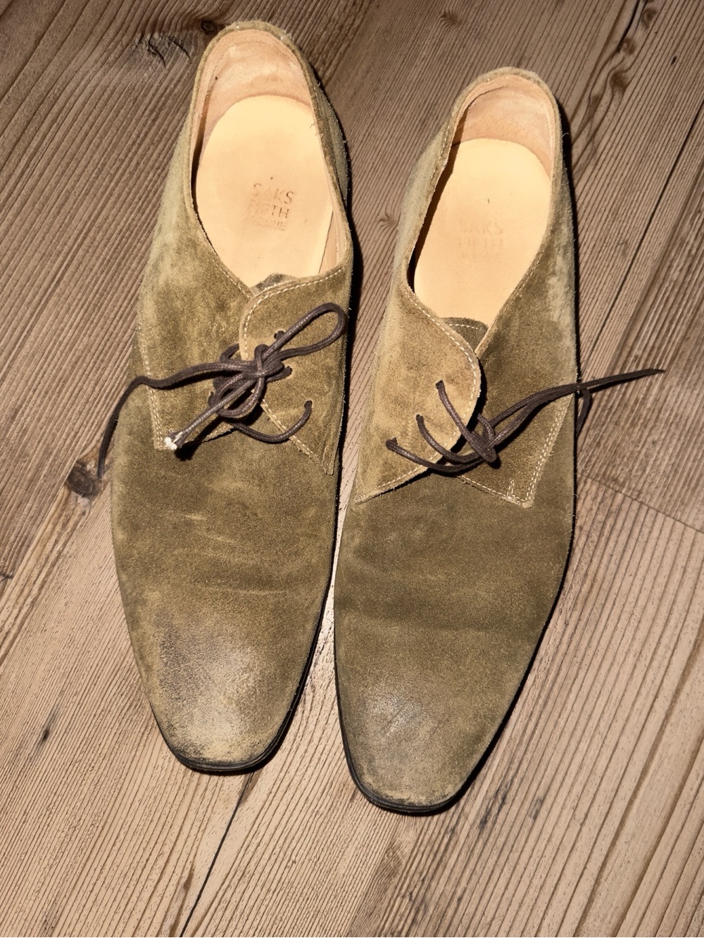 Saks Fifth Avenue Olive Suede Lace up oxfords- Men